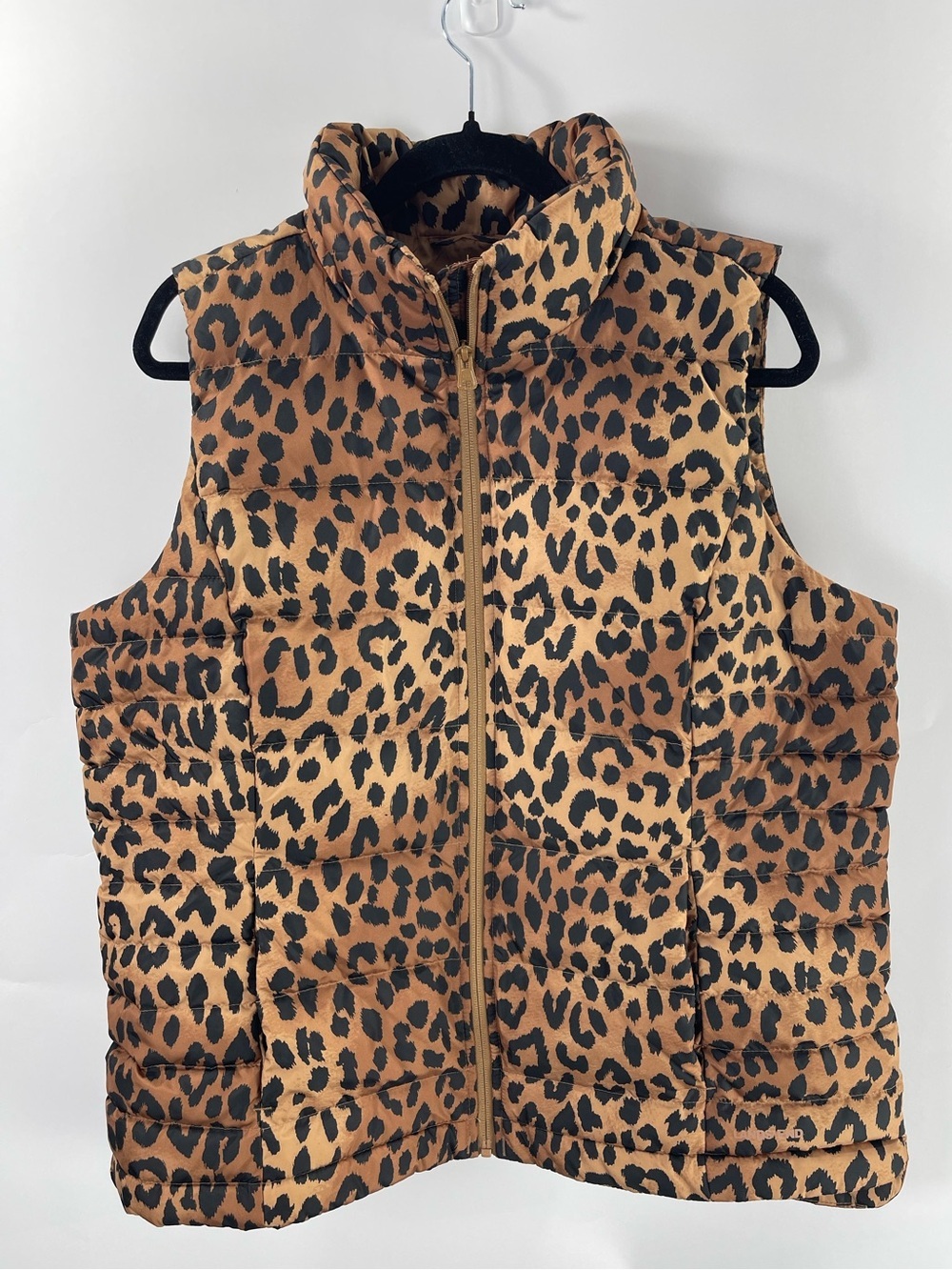 Animal Print Down Quilted Puffer Vest
Leopard Lands End Womens Large Full Zip